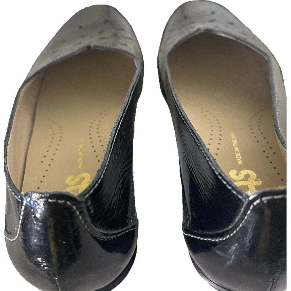 SAS Sanyo Women 7.5N Black Patent Leather Slip On Comfort Loafers‎ USA NWOB